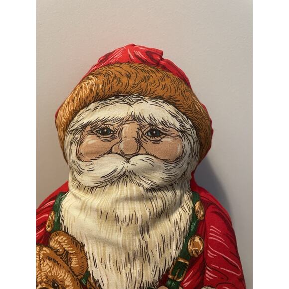 Vintage Stuffed Cloth Folk Art Christmas Santa Figurine 18" Tall Decor Handmade - Picture 2 of 7